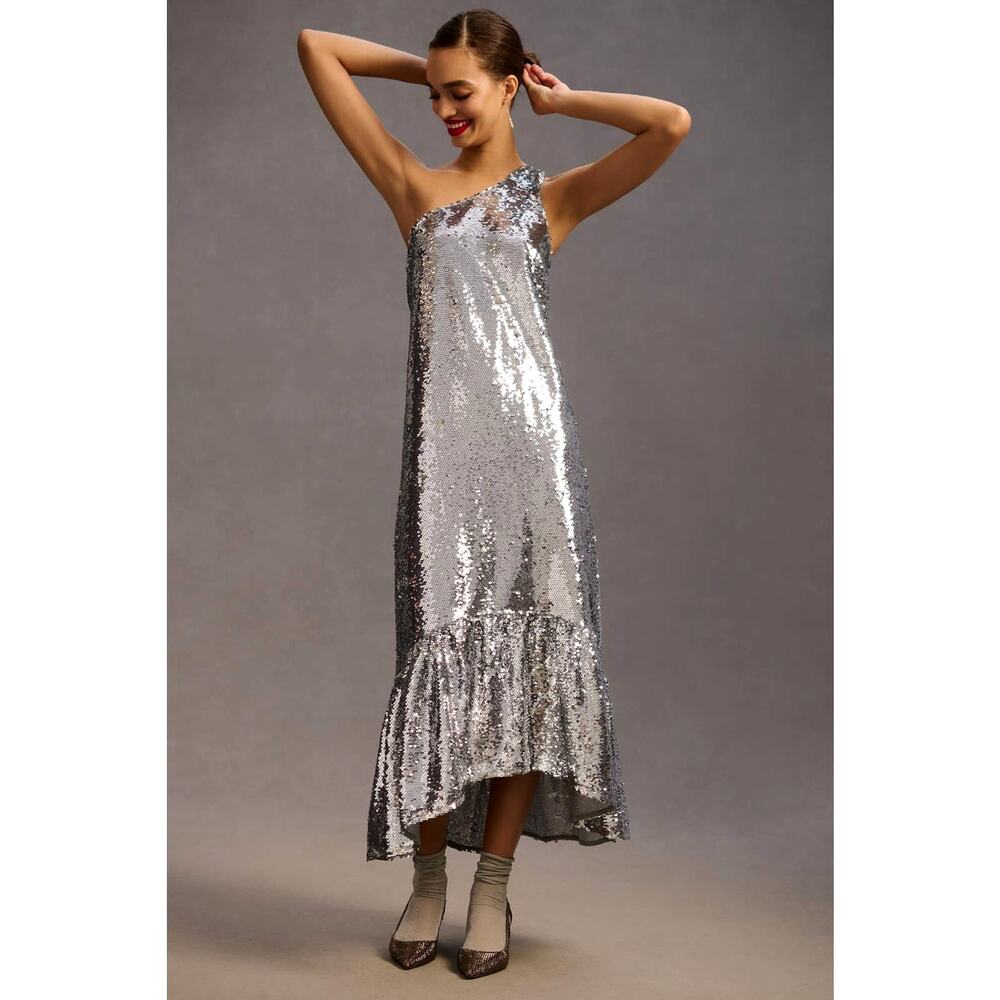 Anthropologie Maeve One-Shoulder Sequin Dress - Large New